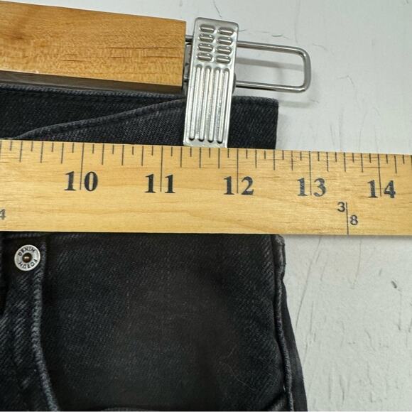 Denim Forum Black The Yoko High Rise Slim Fit Jeans 24 Raw Hem Button Fly Casual - Picture 4 of 14
